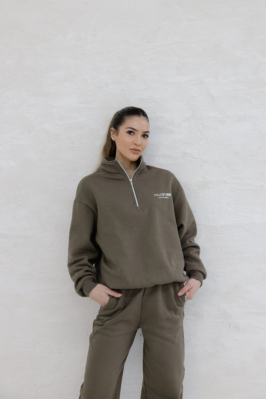 LAND OF PROPHET HALF ZIP - BROWN