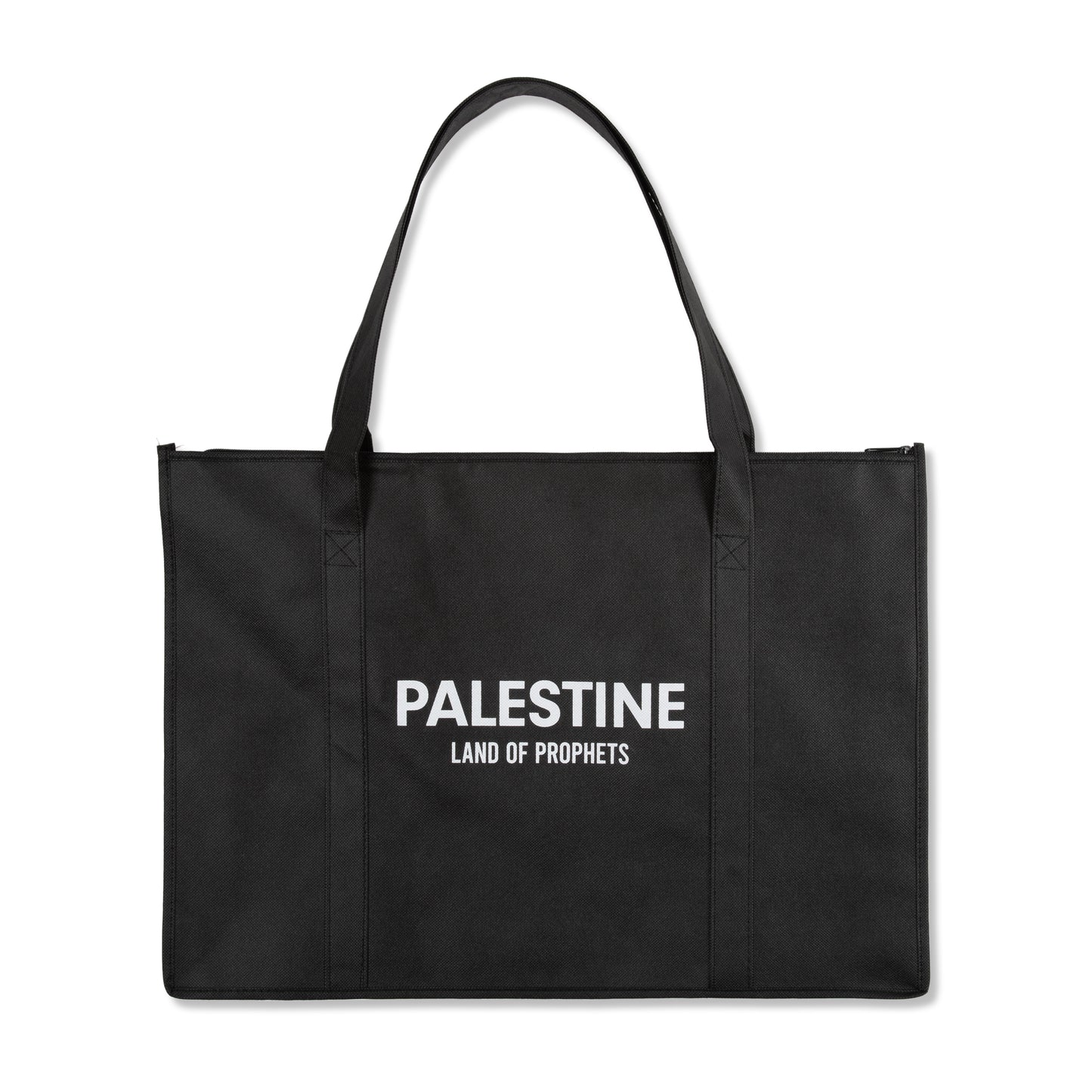 Large Palestine Land of Prophets Black Cotton Canvas Bag