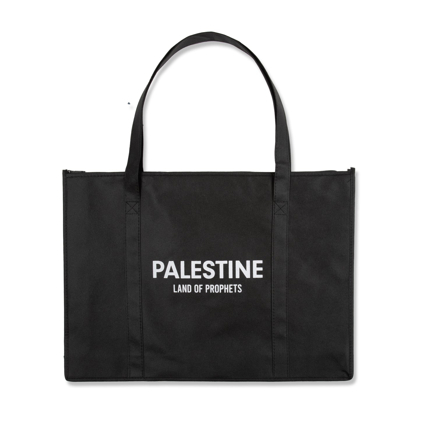 Large Palestine Land of Prophets Black Cotton Canvas Bag