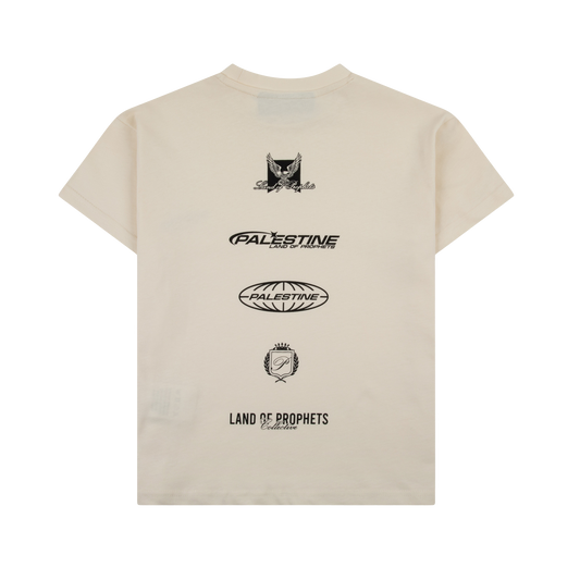 KIDS MULTI LOGO T-SHIRT - CREAM