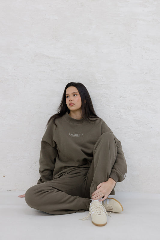 LAND OF PROPHETS SWEATSHIRT METALLIC LOGO - BROWN