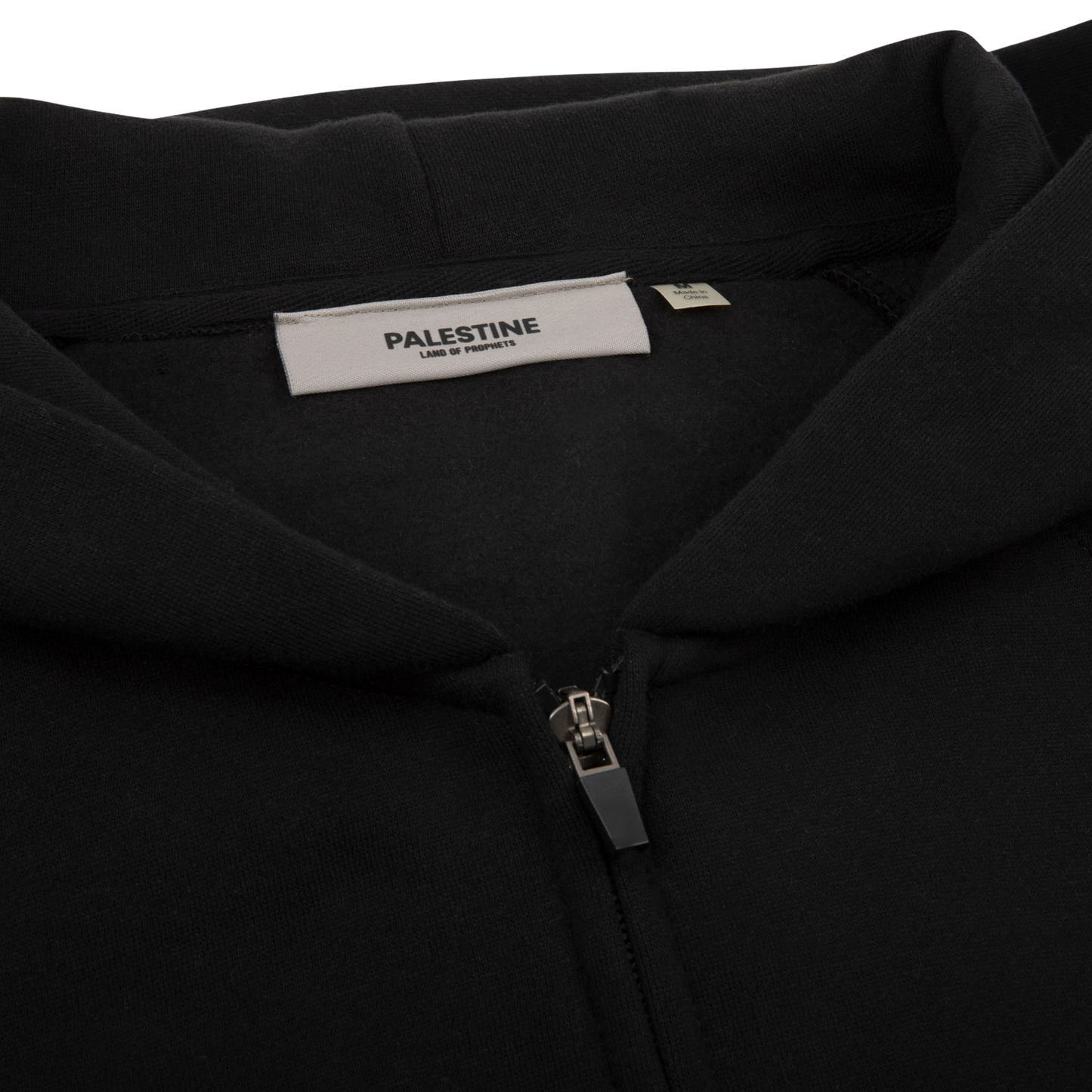 LAND OF PROPHETS ZIP-UP HOODIE - BLACK (off white print)